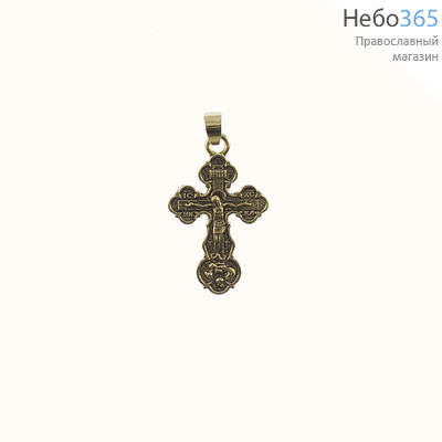  Крест нательный металлический высотой 3 см, цвет под бронзу, с подвижным колечком, в форме Трилистник, фото 1 