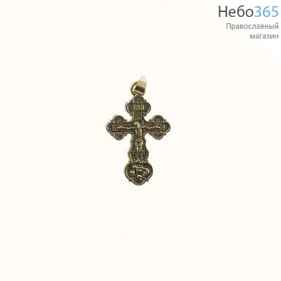  Крест нательный металлический высотой 3,5 см, цвет под бронзу, с подвижным колечком, в форме Трилистник, фото 1 