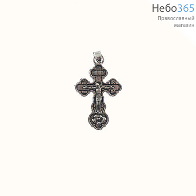  Крест нательный металлический высотой 3,5 см, цвет под серебро, с подвижным колечком, в форме Трилистник, фото 1 