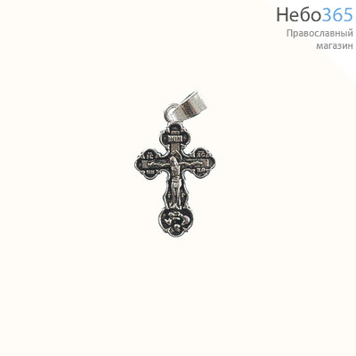  Крест нательный металлический высотой 2,2 см, цвет под серебро, с подвижным колечком, в форме Трилистник, фото 1 