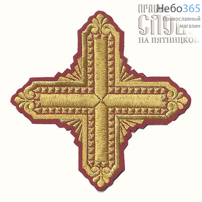  Крест  бордо с золотом стихарный "Квадрат" 16 х16 см, фото 1 
