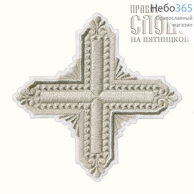  Крест  белый с серебром стихарный "Квадрат" 16 х 16 см, фото 1 