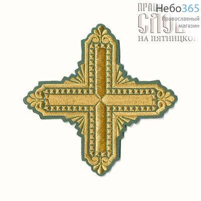 Крест  зеленый с золотом стихарный "Квадрат" 17 х17 см, фото 1 