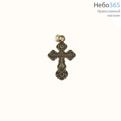  Крест нательный металлический высотой 3,5 см, цвет под бронзу, с подвижным колечком, в форме Трилистник, фото 2 