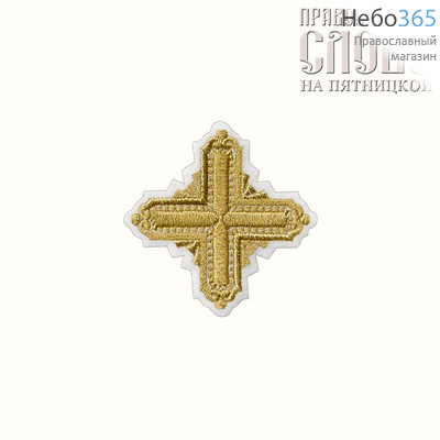  Крест  белый с золотом на епитрахиль "Квадрат" 7,5 х 7,5 см, фото 1 