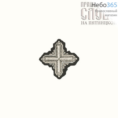  Крест  черный с серебром на поручи "Квадрат" 6 х 6 см, фото 1 