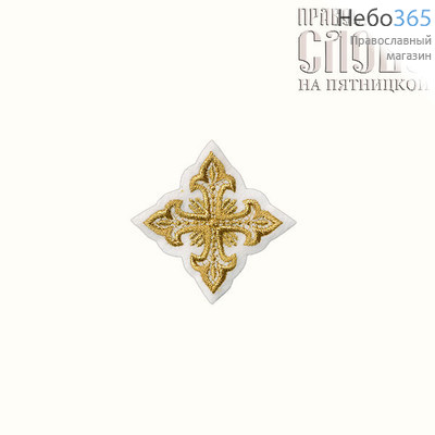 Крест  белый с золотом на поручи "Сеточка" 6 х 6 см, фото 1 