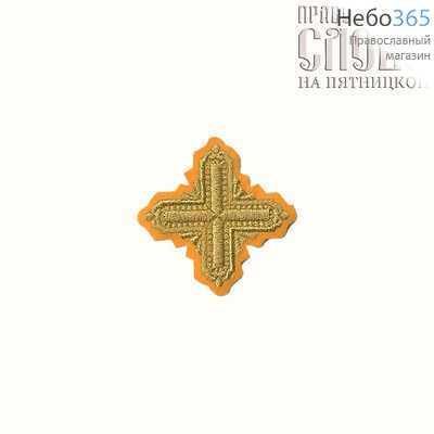  Крест  желтый с золотом на поручи "Квадрат" 6 х 6 см, фото 1 