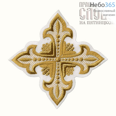  Крест  белый с золотом стихарный "Сеточка" 16 х16 см, фото 1 