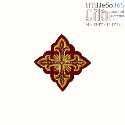  Крест  бордо с золотом на епитрахиль "Сеточка" 8 х 8 см, фото 1 