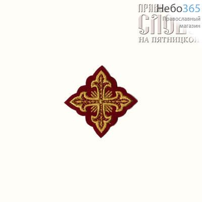  Крест  бордо с золотом на поручи "Сеточка" 6 х 6 см, фото 1 