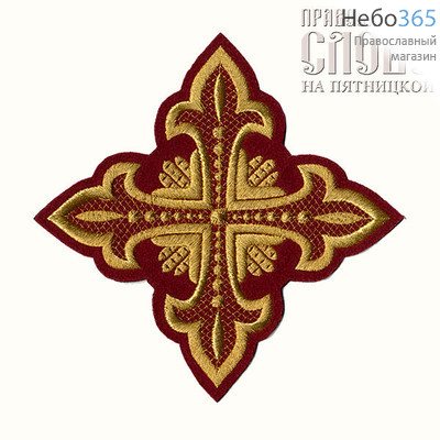  Крест  бордо с золотом стихарный "Сеточка" 16 х 16 см, фото 1 