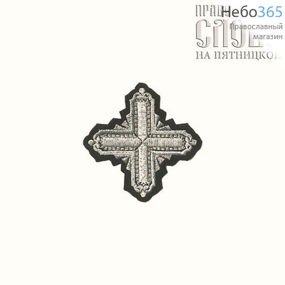  Крест  черный с серебром на епитрахиль "Квадрат"  7,5 х 7,5 см, фото 1 