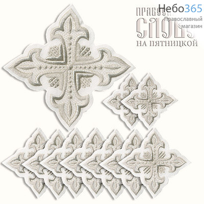  Набор крестов диаконских белые с серебром "Сеточка", фото 1 