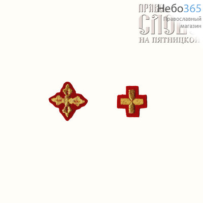  Крест  красный с золотом маленький вышитый, фото 1 