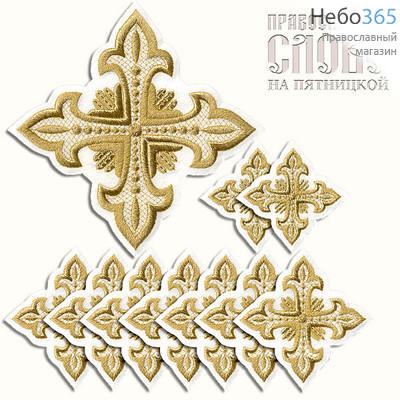  Набор крестов диаконских белые с золотом "Сеточка", фото 1 