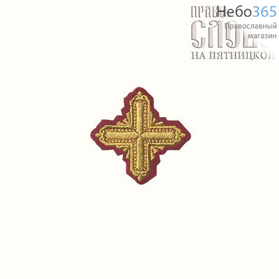  Крест  бордо с золотом на поручи "Квадрат" 6 х 6 см, фото 1 