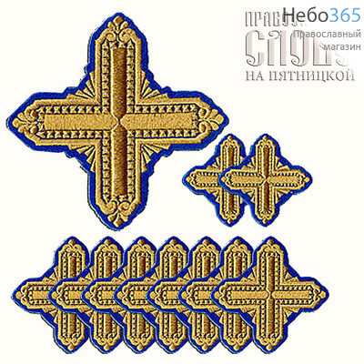  Набор крестов диаконских синие с золотом (василек) Квадрат, фото 1 