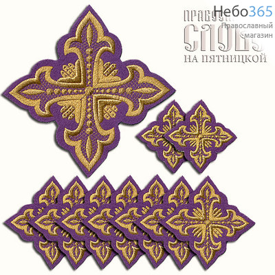  Набор крестов диаконских фиолетовые с золотом "Сеточка", фото 1 