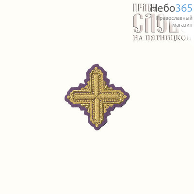  Крест  фиолетовый с золотом на поручи "Квадрат" 6 х 6 см, фото 1 