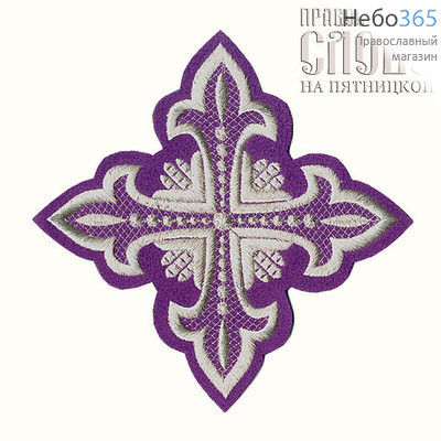  Крест  фиолетовый с серебром стихарный "Сеточка" 16 х 16 см, фото 1 