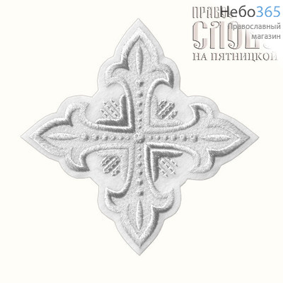  Крест  белый с серебром стихарный "Сеточка" 16 х 16 см, фото 1 
