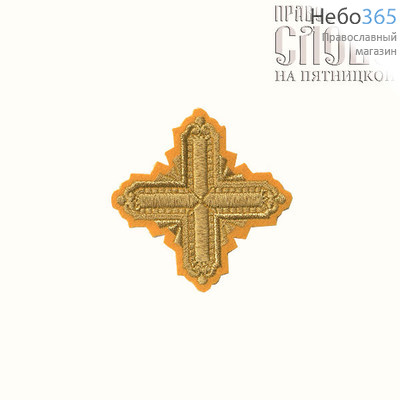  Крест  желтый с золотом на епитрахиль "Квадрат" 7,5 х 7,5 см, фото 1 