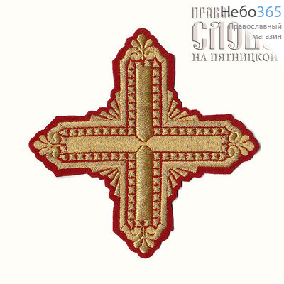  Крест  красный с золотом стихарный "Квадрат" 16 х16 см, фото 1 