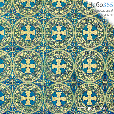  Шелк голубой с золотом "Георгиевский крест", ширина 150 см, фото 1 