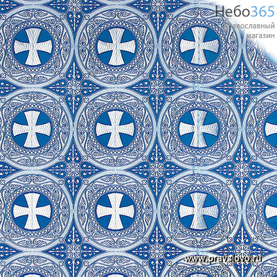 Парча голубая с серебром "Георгиевский крест" ширина 150 см, фото 1 