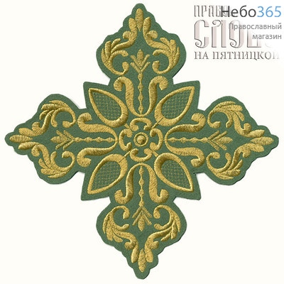  Крест  зеленый с золотом престольный "Греческий" 30 х 30 см, фото 1 