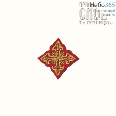  Крест  красный с золотом на поручи "Сеточка" 6 х 6 см, фото 1 