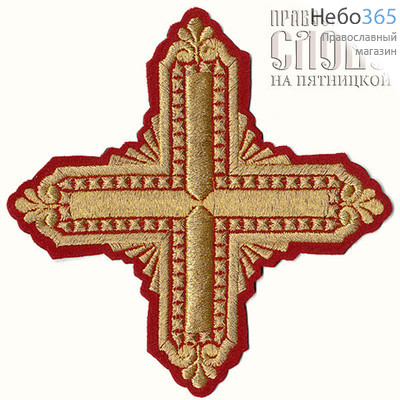 Крест  красный с золотом престольный "Квадрат" 18,5 х18,5 см, фото 1 