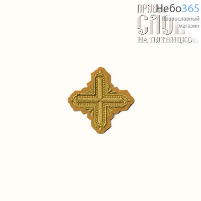  Крест  горчичный с золотом на поручи "Квадрат" 6 х 6 см, фото 1 