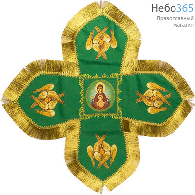  Покровцы зеленые с золотом и воздух, печать на габардине Святая Троица, 14 х14 см, фото 1 