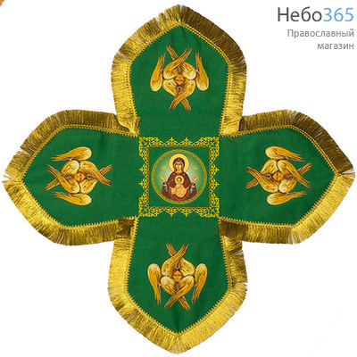  Покровцы зеленые с золотом и воздух, печать на габардине Святая Троица, 18 х 18 см (Б9, фото 4 