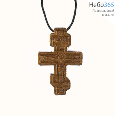  Крест нательный деревянный восьмиконечный, с гайтаном, высотой 3 см, фото 1 