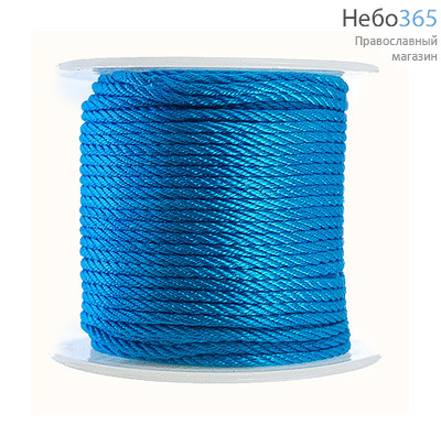  Шнур шелковый в катушке греческий, плетеный, длина около 80 м, цвета в ассортименте, LS-30,31,32.... цвет: голубой, фото 1 
