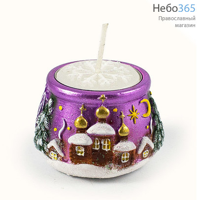  Подсвечник 8687 Рождественский, горшочек, свеча в керамическом горшке (в коробе - 16 шт.), фото 1 