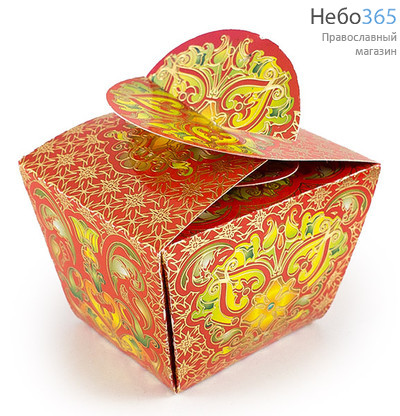  Коробка для подарка, пасхальная, складная красная 8х6,5х6, фото 1 