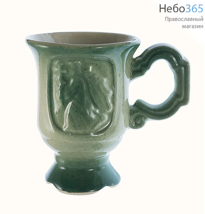  Чашка керамическая для святой воды, С Ангелом, с цветной глазурью, высотой 8 см, фото 1 
