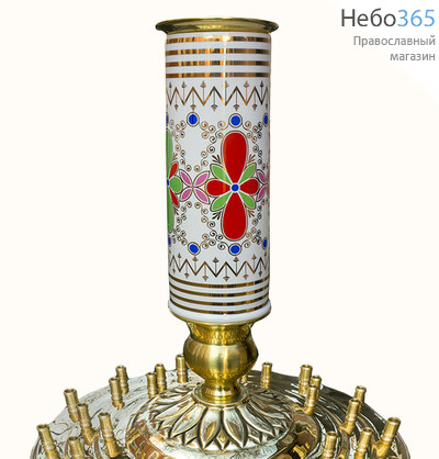  Труба для храмового подсвечника фарфоровая "Цветочный крест", цветная, фото 1 