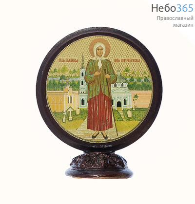  Икона на дереве 6х6, круглая, на подставке Ксения Петербургская, блаженная, фото 1 