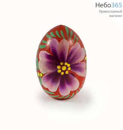  Яйцо пасхальное деревянное "ХВ Цветы", малое, без подставки, разного цвета, высотой 4,5 см, в ассортименте (в уп.- 20 шт.), фото 1 