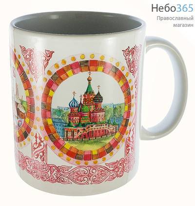  Чашка керамическая кружка, пасхальная, с сублимацией Три храма, в круглой рамке, кркм010с, фото 1 