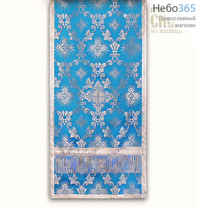  Аналойник голубой с серебром, шелк в ассортименте, без подкладки, 48 х 240 см, фото 1 