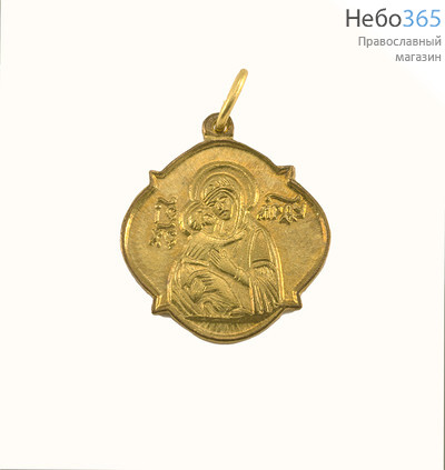  Медальон латунный (М.М.И.) с Владимирской иконой Божией Матери (в уп.-10 шт.), фото 1 