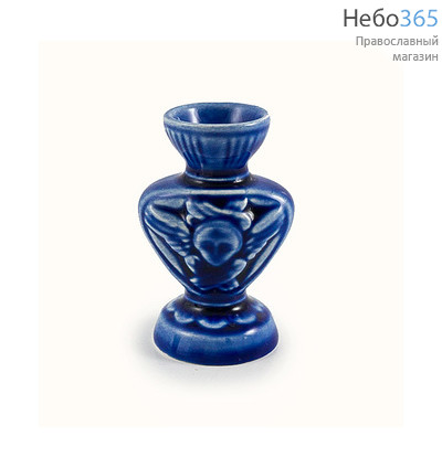  Подсвечник керамический "Серафим" с цветной глазурью (в уп.- 5 шт.) цвет: синий, фото 1 