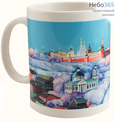  Чашка керамическая кружка, Зимняя Москва, с цветной сублимацией картины с видом Москвы, объёмом 350 мл, фото 1 