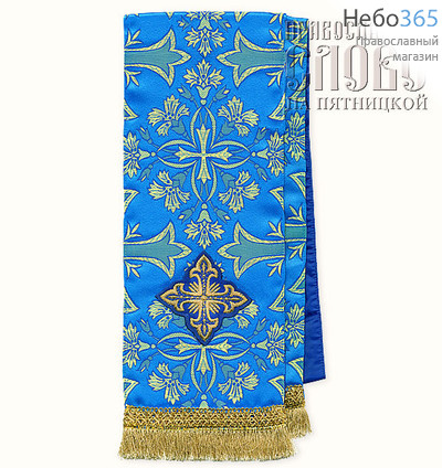  Закладка голубая с золотом для Евангелия, шелк в ассортименте (В28/37), фото 1 